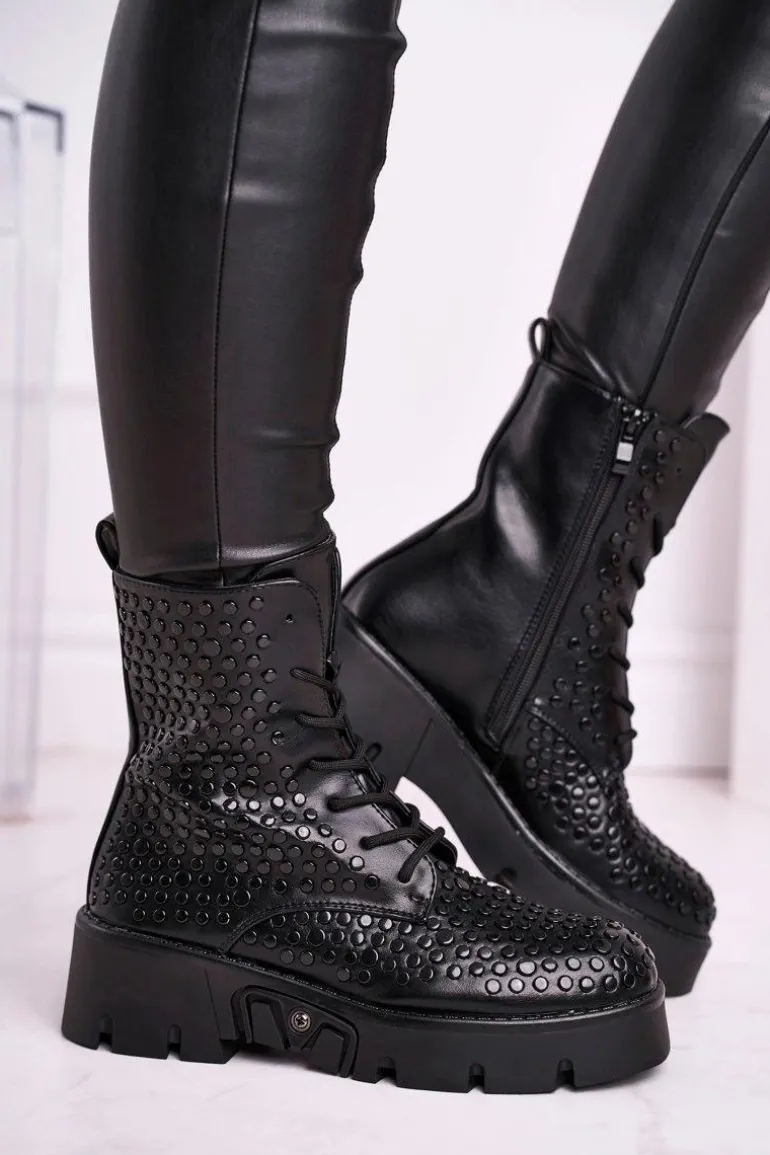 Botki Damskie Na Platformie Grunge Czarne Don't Stop