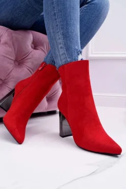 Botki Damskie Na Srebrnym Słupku Czerwone Dimmy