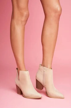 Botki Damskie Na Słupku Beżowe Elaine