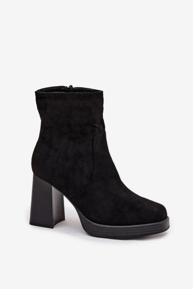 Botki Damskie Na Słupku Czarne Pavinne