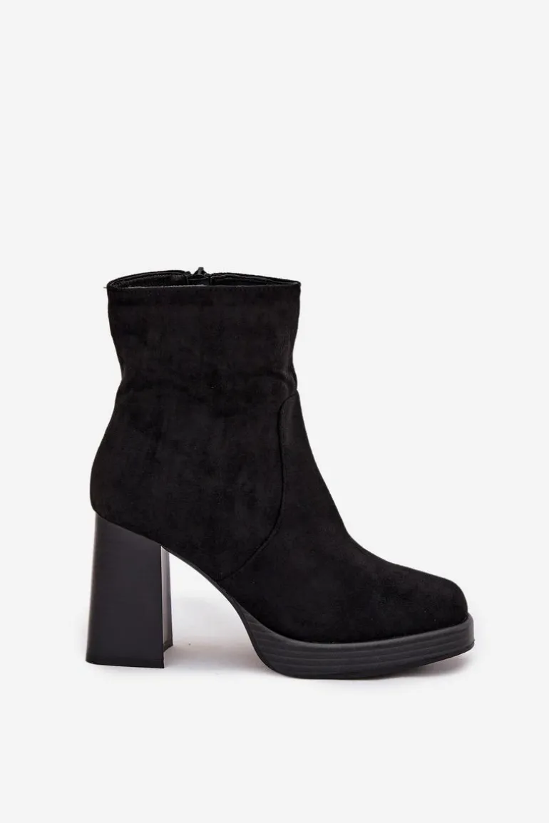 Botki Damskie Na Słupku Czarne Pavinne