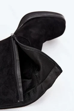 Botki Damskie Na Słupku Czarne Pavinne