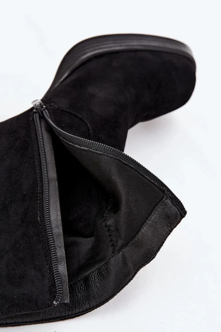 Botki Damskie Na Słupku Czarne Pavinne