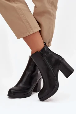 Botki Damskie Na Słupku Czarne Ryselle