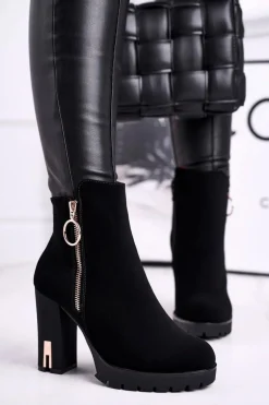 Botki Damskie Na Słupku Czarne Yris
