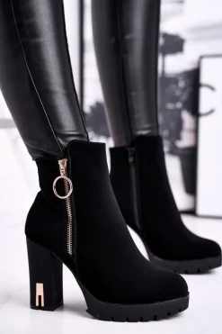 Botki Damskie Na Słupku Czarne Yris