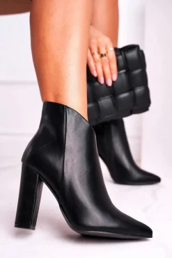 Botki Damskie Na Słupku Czarne Rise Up