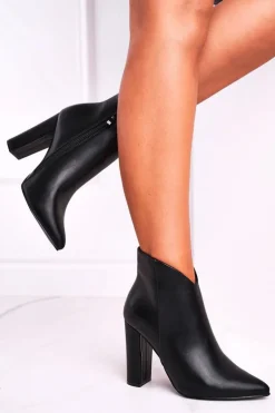 Botki Damskie Na Słupku Czarne Rise Up