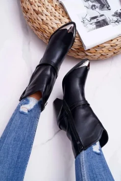 Botki Damskie Na Słupku Czarne Make Feel