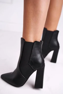 Botki Damskie Na Słupku Czarne Good Vibes