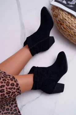 Botki Damskie Na Słupku Kowbojki Czarne Maverick