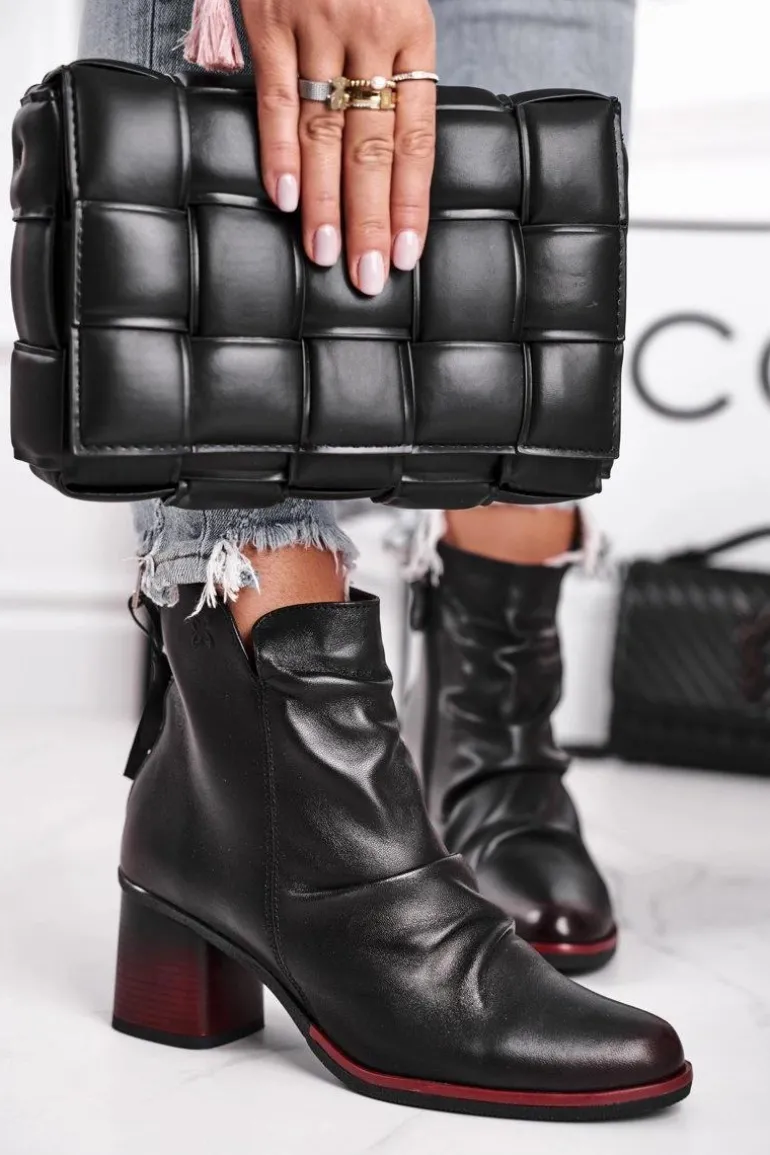 Botki Damskie Na Słupku Maciejka Czarne 04757-01