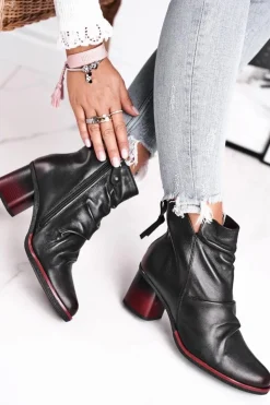 Botki Damskie Na Słupku Maciejka Czarne 04757-01