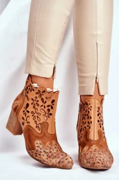 Botki Damskie Na Słupku Maciejka Wiosenne Rude 04369-29