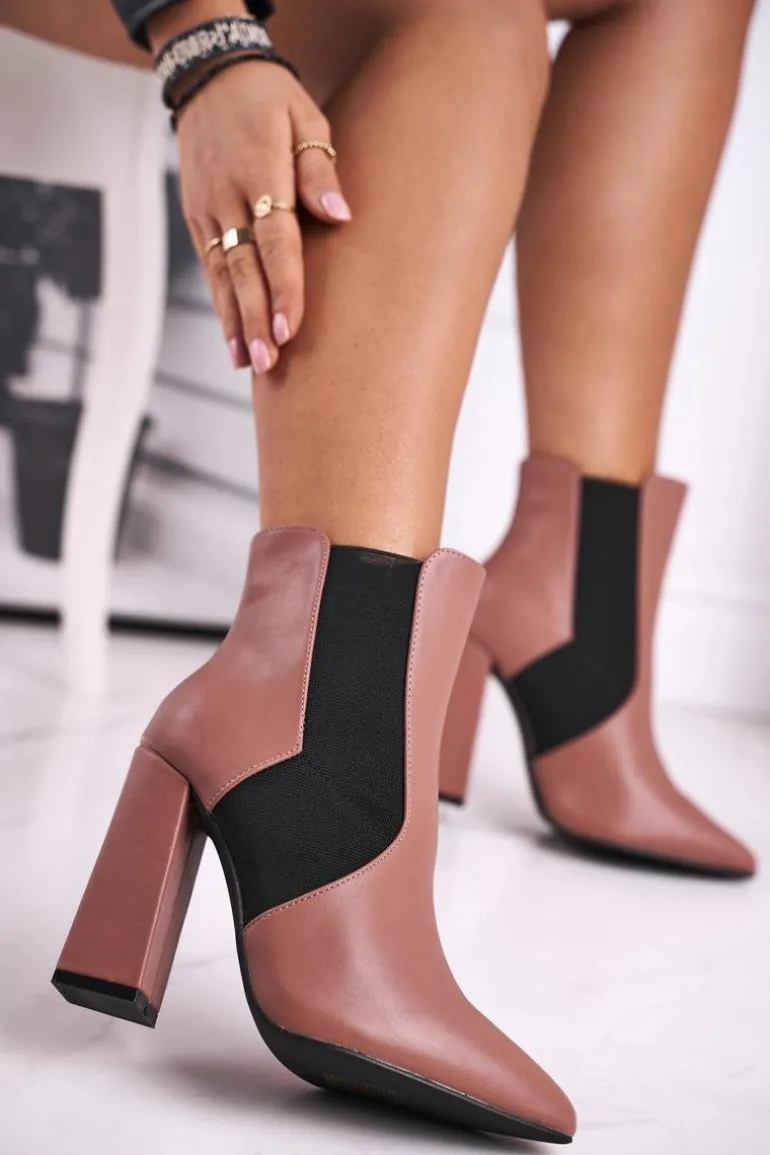 Botki Damskie Na Słupku Różowe Good Vibes