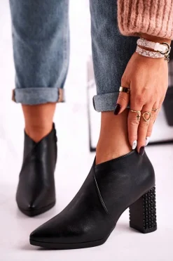 Botki damskie na słupku Sergio Leone czarne BT497