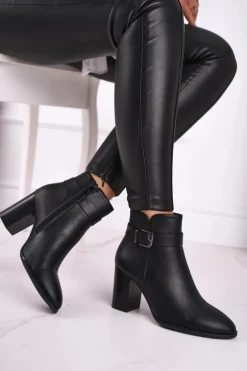 Botki Damskie Na Słupku Sergio Leone Czarne BT509