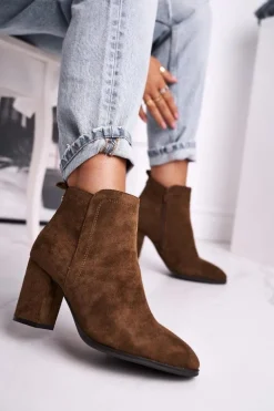 Botki Damskie Na Słupku Sergio Leone Oliwkowe BT508