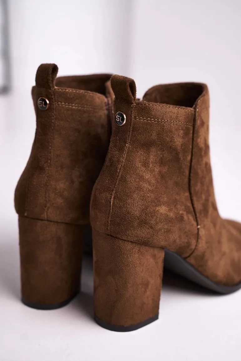 Botki Damskie Na Słupku Sergio Leone Oliwkowe BT508