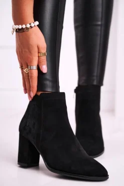 Botki Damskie Na Słupku Sergio Leone Czarne BT508