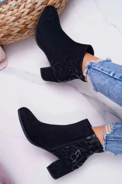 Botki Damskie Na Słupku Sergio Leone Czarne BT521