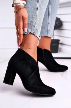 Botki Damskie Na Słupku Sergio Leone Czarne BT498