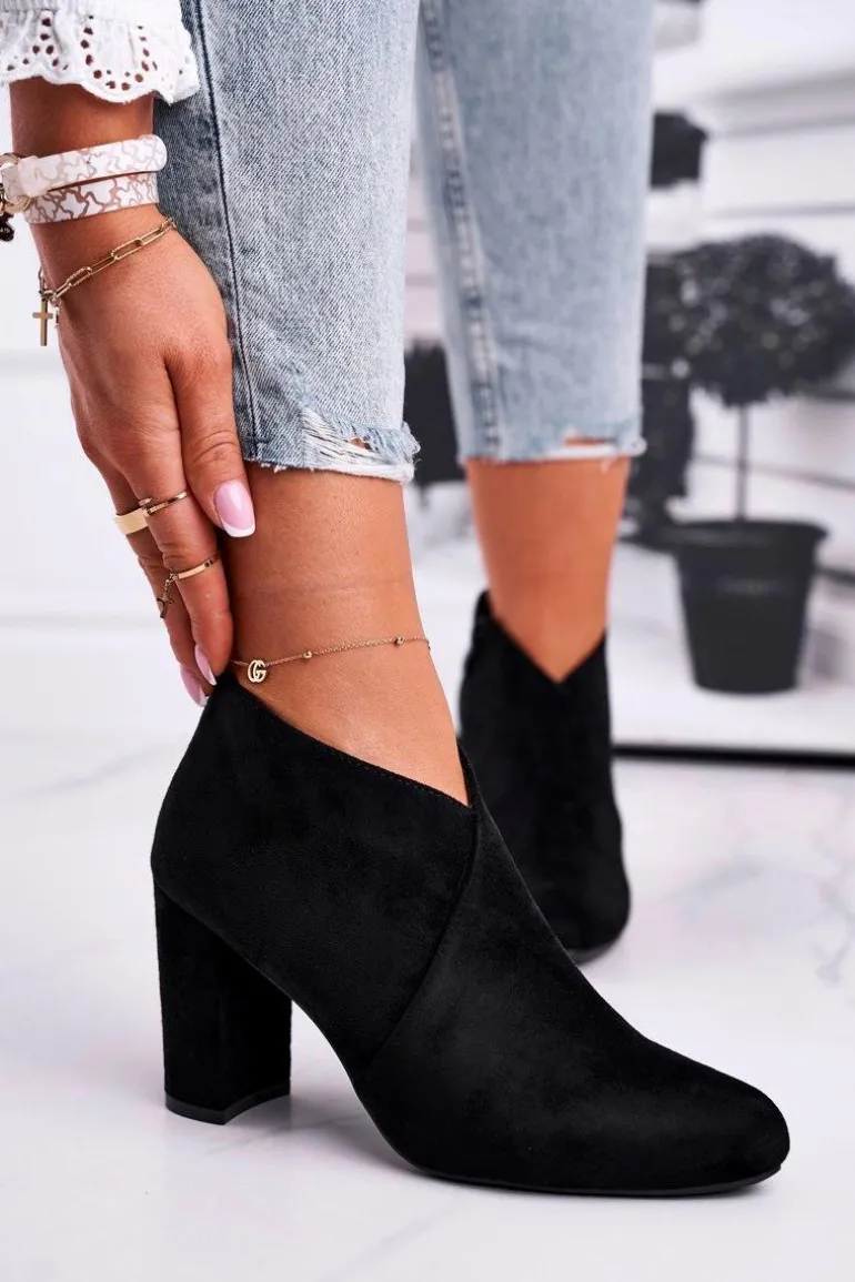 Botki Damskie Na Słupku Sergio Leone Czarne BT498