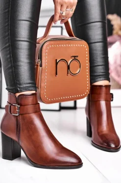 Botki Damskie Na Słupku Sergio Leone Brązowe BT509