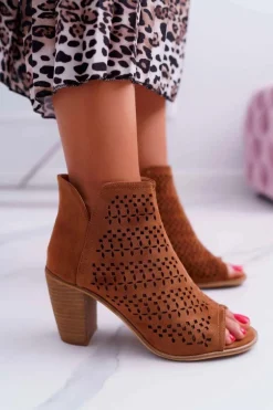 Botki Damskie Na Słupku Wiosenne Camel Matty2