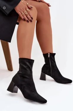 Botki Damskie Na Słupku Z Eko Zamszu Olianne