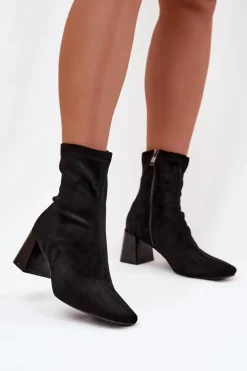 Botki Damskie Na Słupku Z Eko Zamszu Olianne