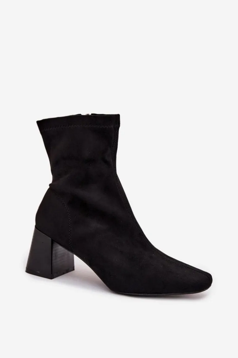 Botki Damskie Na Słupku Z Eko Zamszu Olianne