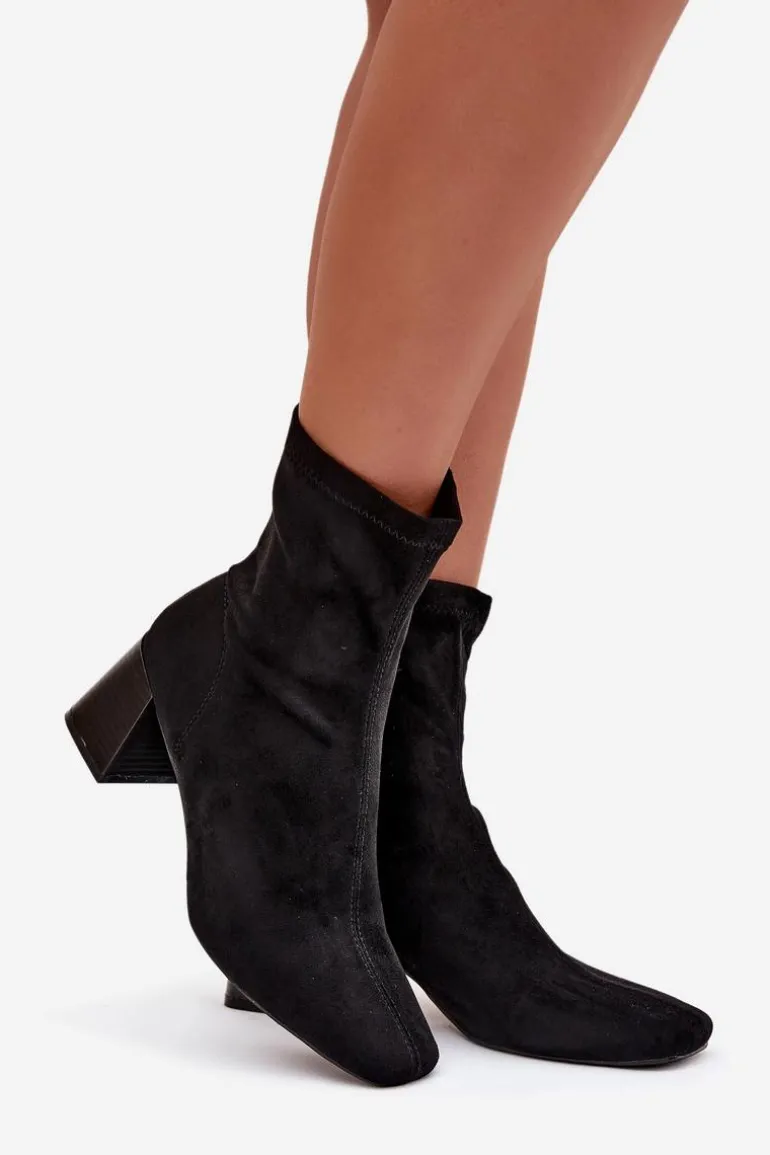 Botki Damskie Na Słupku Z Eko Zamszu Olianne