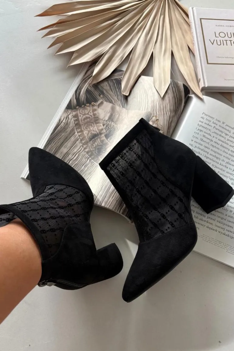 Botki Damskie Na Słupku Z Siateczką D&A LZ52-944 Czarne