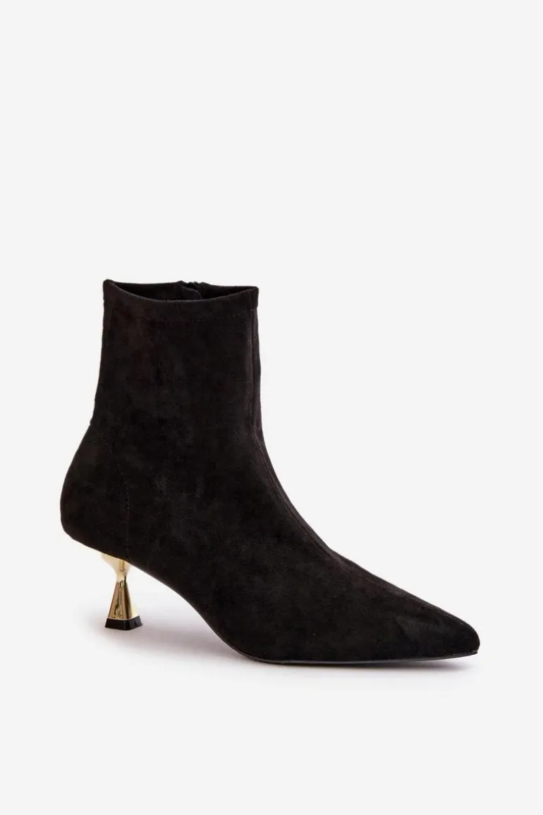 Botki Damskie Na Szpilce Eko Zamszowe Z Noskami W Szpic Czarne Irithare