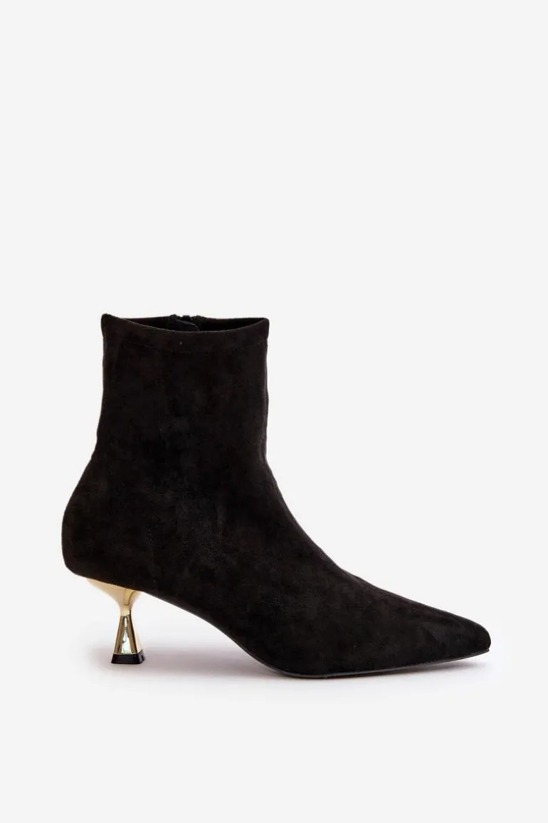 Botki Damskie Na Szpilce Eko Zamszowe Z Noskami W Szpic Czarne Irithare