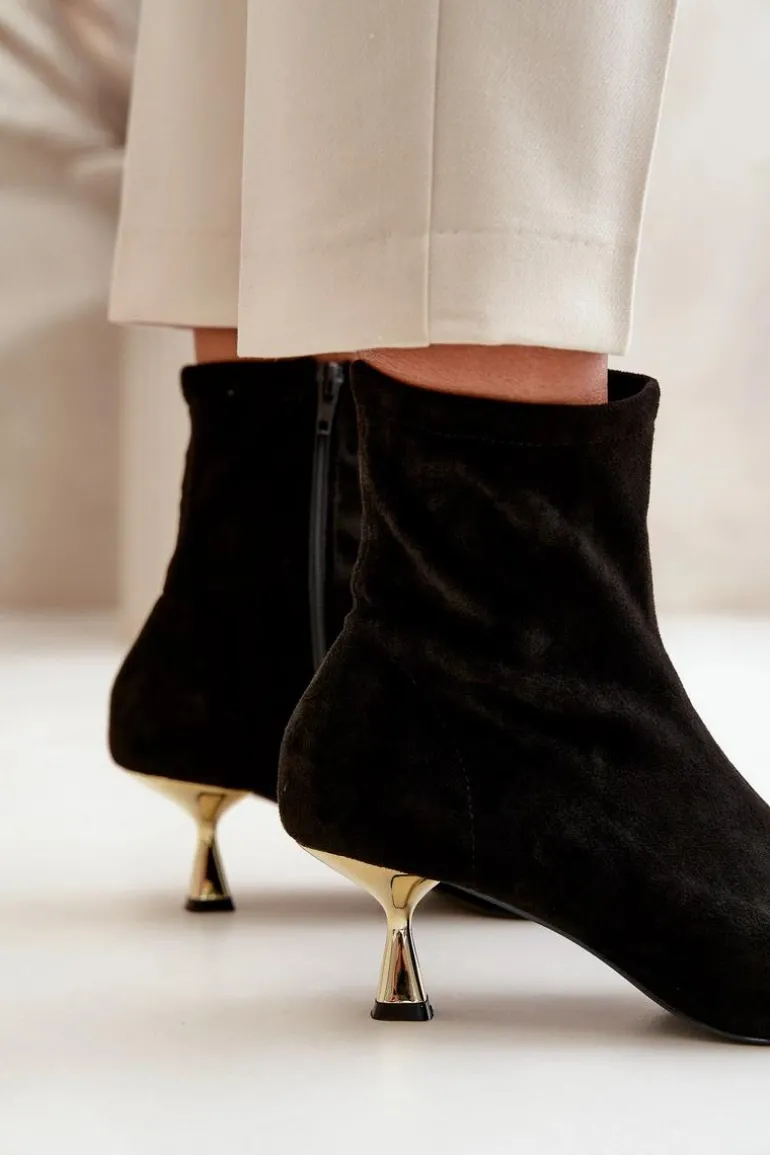 Botki Damskie Na Szpilce Eko Zamszowe Z Noskami W Szpic Czarne Irithare