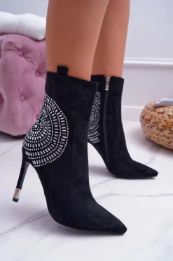 Botki Damskie Na Szpilce Czarne Fashionable