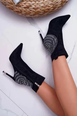 Botki Damskie Na Szpilce Czarne Fashionable