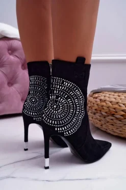 Botki Damskie Na Szpilce Czarne Fashionable