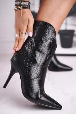 Botki Damskie Na Szpilce Kowbojki Czarne Estella