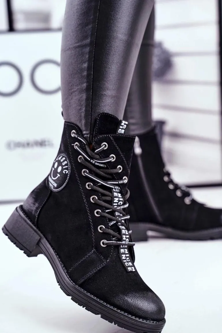 Botki Damskie Ocieplane Czarne Aspen