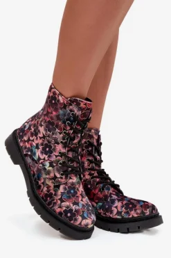 Botki Damskie Ocieplane W Kwiaty Artiker 57C1051 Różowe