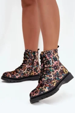 Botki Damskie Ocieplane W Kwiaty Artiker 57C1050 Multikolor