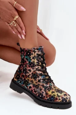 Botki Damskie Ocieplane W Kwiaty Artiker 57C1050 Multikolor