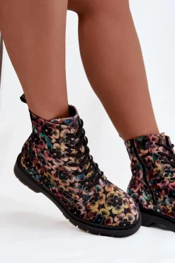 Botki Damskie Ocieplane W Kwiaty Artiker 57C1050 Multikolor