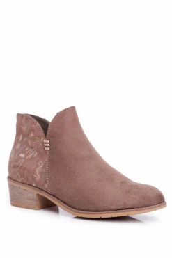 Botki Damskie Płaski Obcas Wiosenne Brązowe Elizabeth