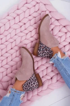 Botki Damskie Płaski Obcas Wiosenne Skórzane Beżowe Madness