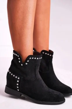 Botki Damskie Płaski Obcas Czarne Autumn Vibes