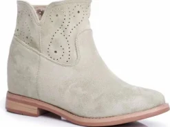 Botki Damskie Płaski Obcas Zamszowe Ażurowe Zielone Raffe